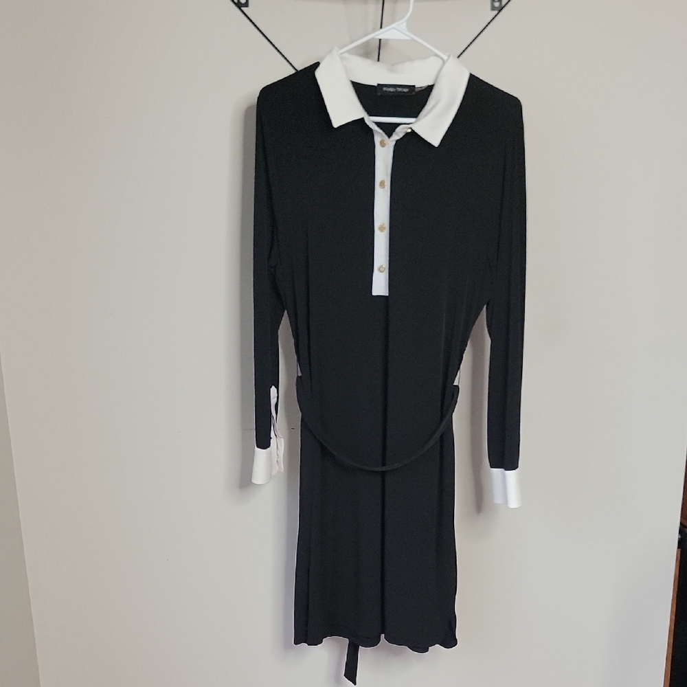 Ivanka Trump Black and White Polo Dress L